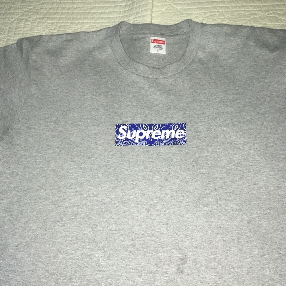 Supreme Bandanna Box Logo L Heather Grey
